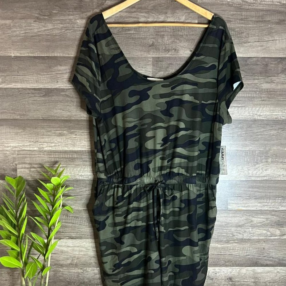 Romper Green Camo Print Drawstring Size 2XL